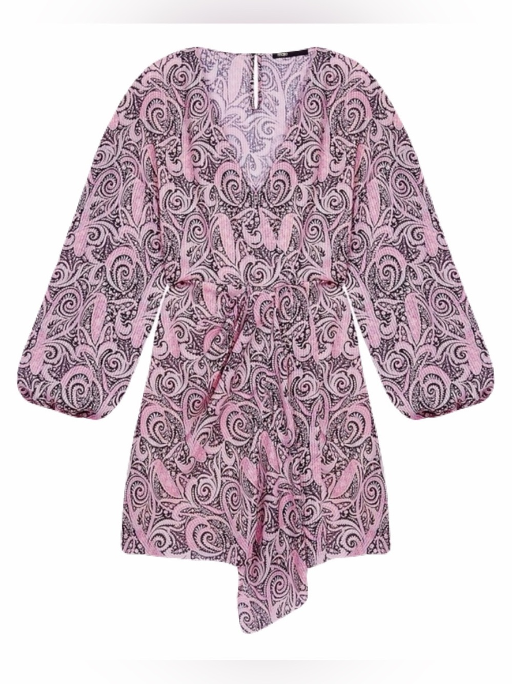 Maje Paisley Print Asymmetrical Mini Dress in Pink, Women’s Euro size 40